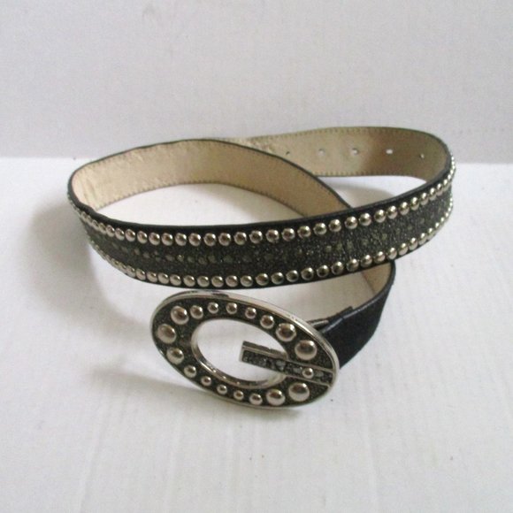 *GUESS MOD Black Leather and Silver Studded Belt main image 6